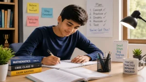 Class 10 student studying Maths after school exam with focus on improvement and confidence building in Gurgaon