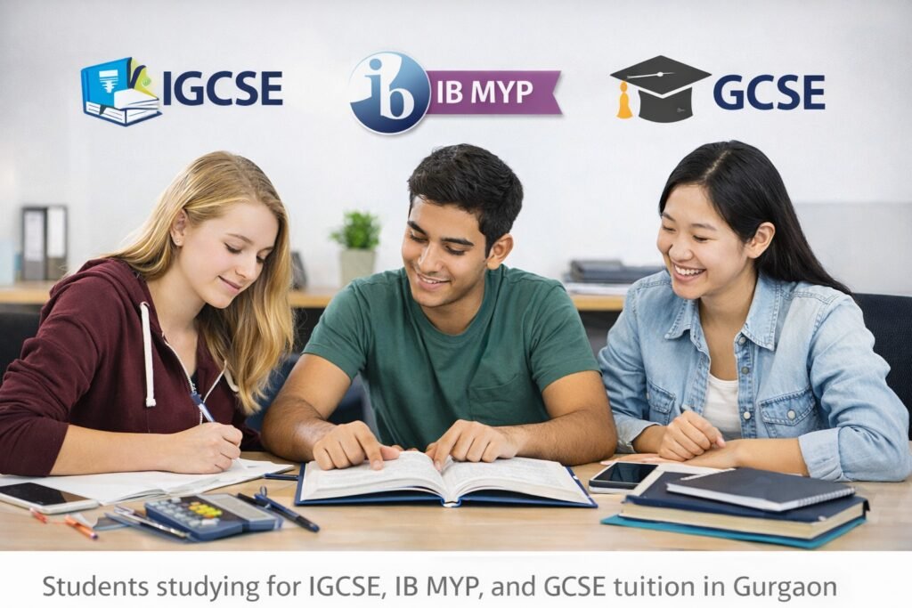 Students preparing for IGCSE IB MYP and GCSE maths with personalised home tuition in Gurgaon 