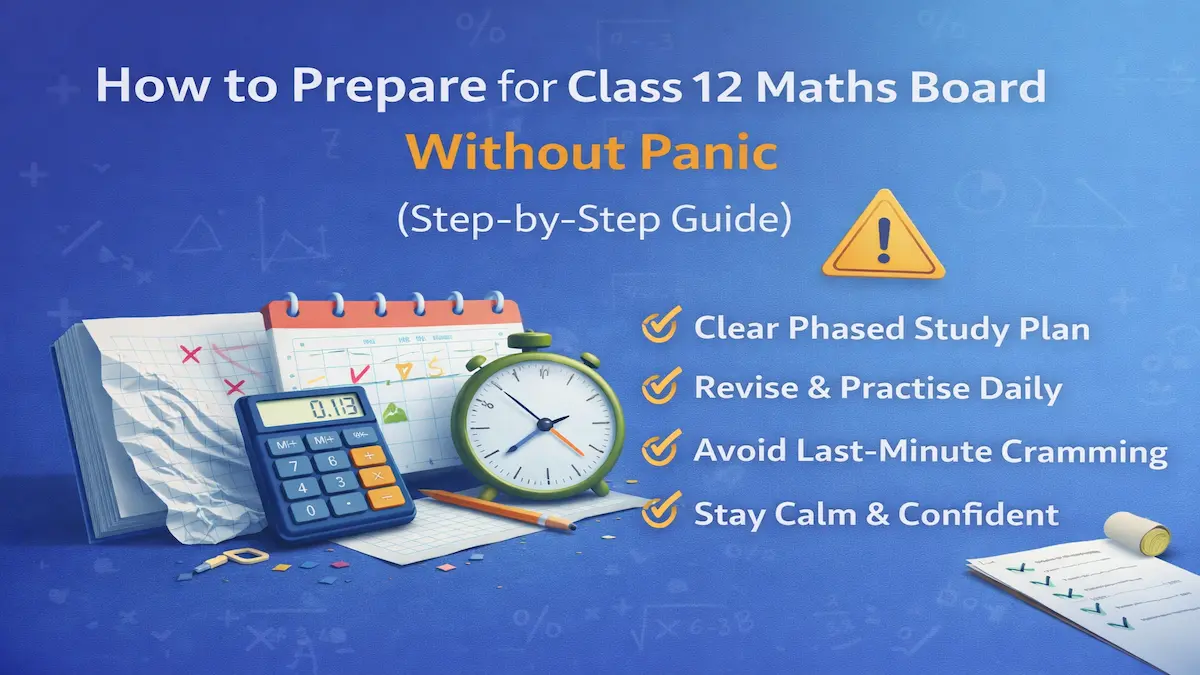 How to prepare for Class 12 maths board exams without panic using a step by step study plan