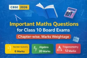Important Maths Questions for Class 10 CBSE 2026 with chapter-wise marks weightage