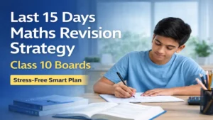 Last 15 days maths revision strategy for class 10 board exam student revising maths calmly